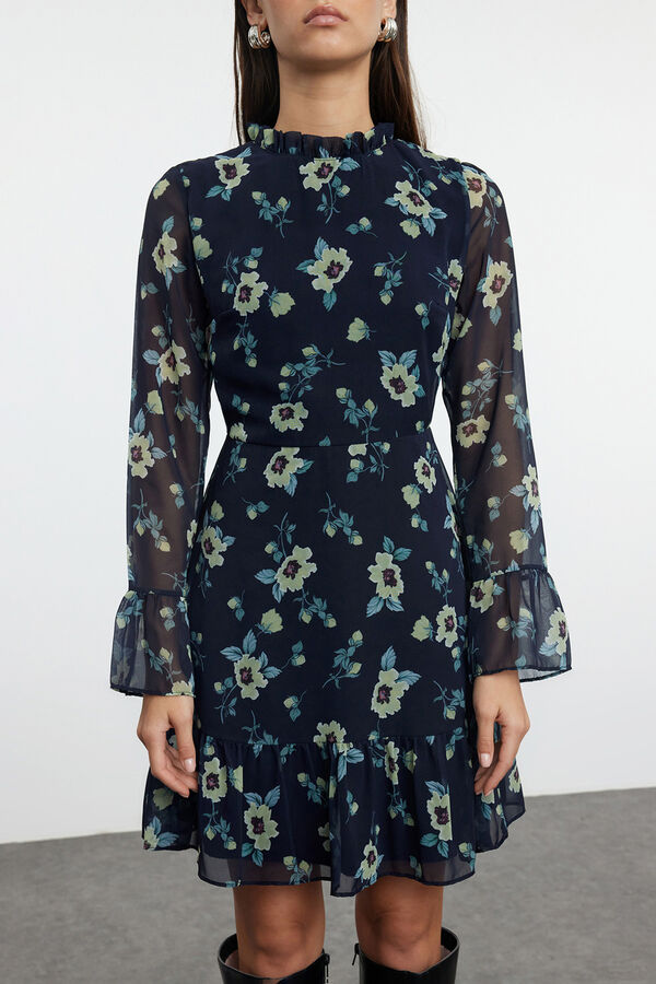 Trendyol Vestido mini folhos azul