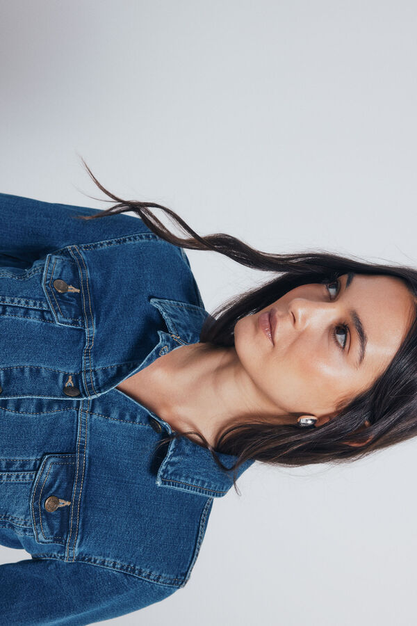 Springfield Jaqueta jeans de algodão azul