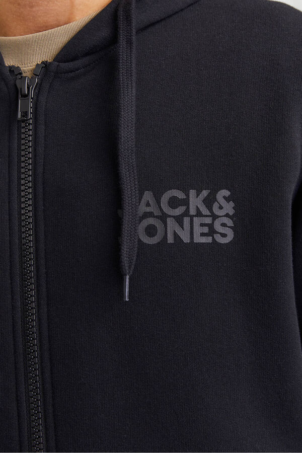 Jack & Jones Sweatshirt b&aacute;sica com fecho-&eacute;clair preto