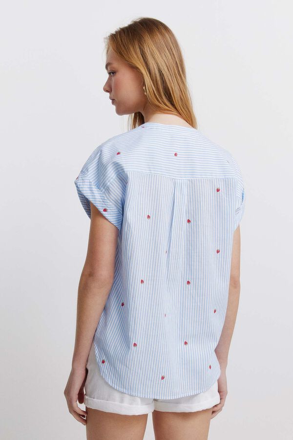 Springfield Camisa de algod&atilde;o gola mao azul