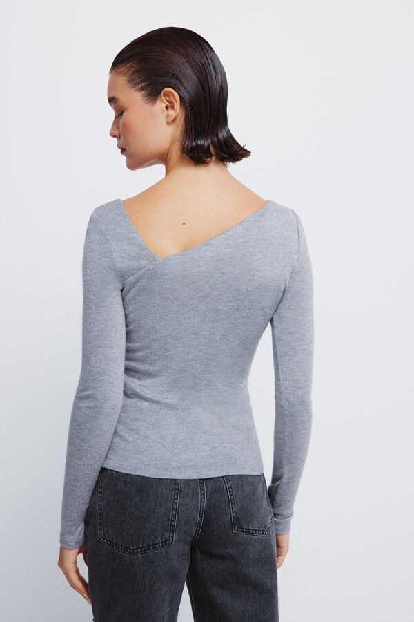 Springfield T-shirt com decote assimétrico cinzento