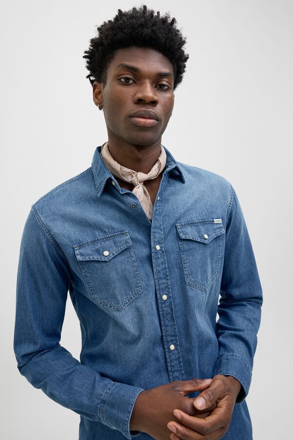 Jack & Jones Camisa de ganga regular azul