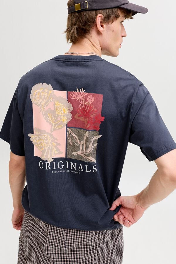 Jack & Jones T-shirt regular com estampado nas costas cinzento