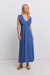 Springfield Vestido midi com folhos azul