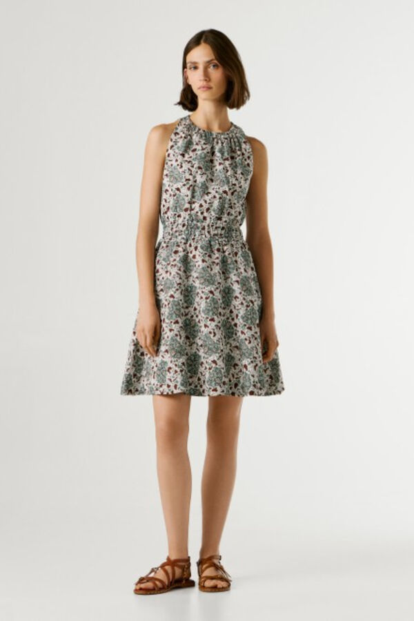 Pepe Jeans Vestido curto gola halter azul