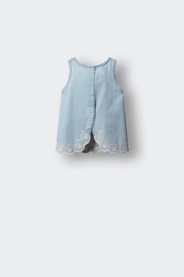 Springfield Kids Blusa em denim leve com recortes para menina azul