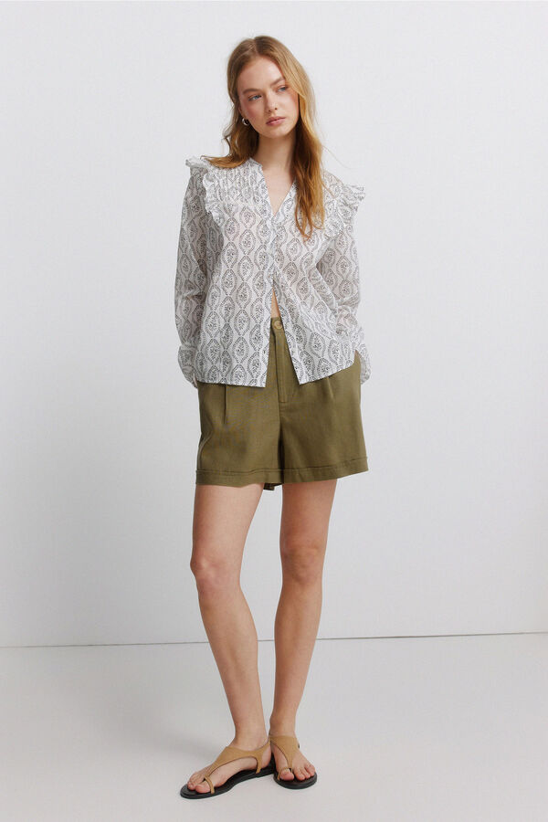 Springfield Blusa com volume e folhos estampado