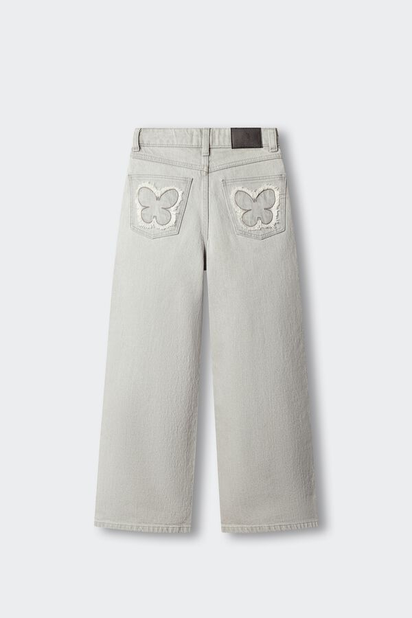 Springfield Kids Cal&ccedil;as wide leg de ganga b&aacute;sicas para menina cinzento