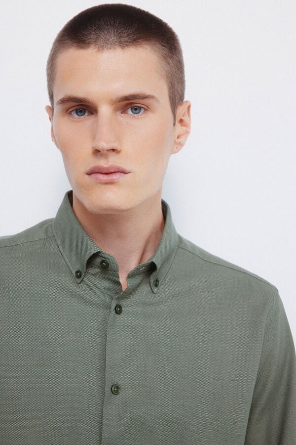 Springfield Camisa social estruturada bicolor bege