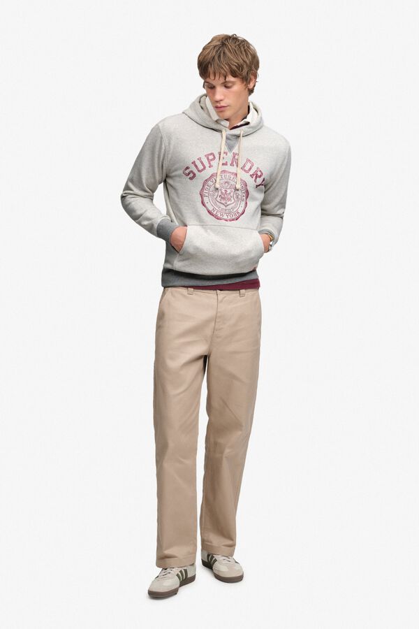 Superdry Sweatshirt com capuz e estampado gr&aacute;fico cinzento