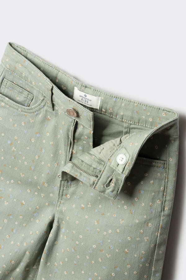 Springfield Kids Calça culotte floral para menina verde