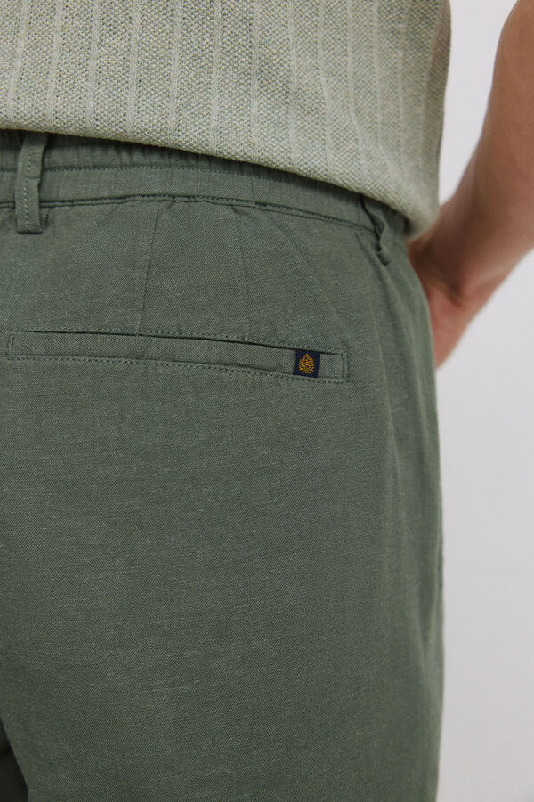 Springfield Cal&ccedil;as chino em linho comfort fit estampado