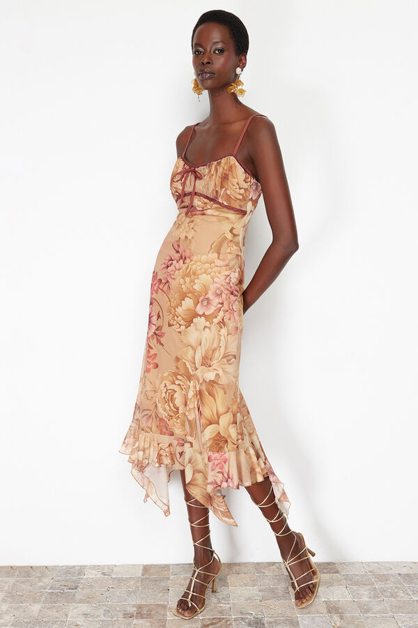 Trendyol Vestido midi detalle lazo blanco