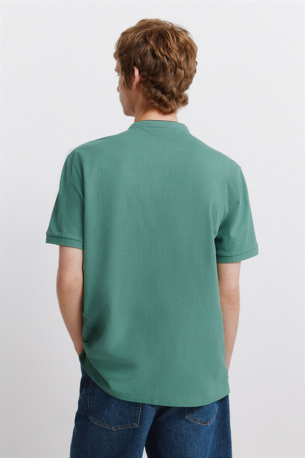 Springfield Polo em piqu&eacute; gola mao slim fit verde