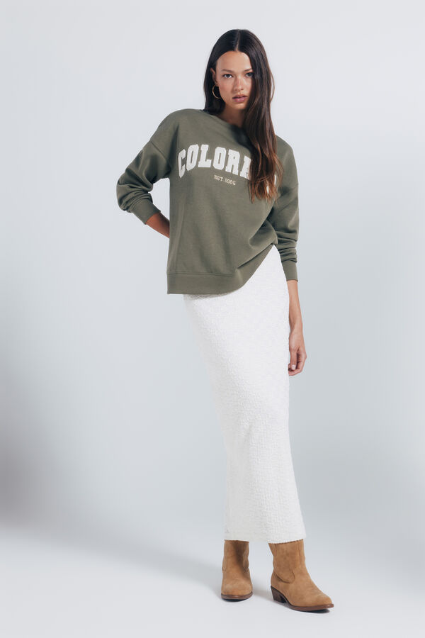 Springfield Sweatshirt com estampa urbana Caqui escuro