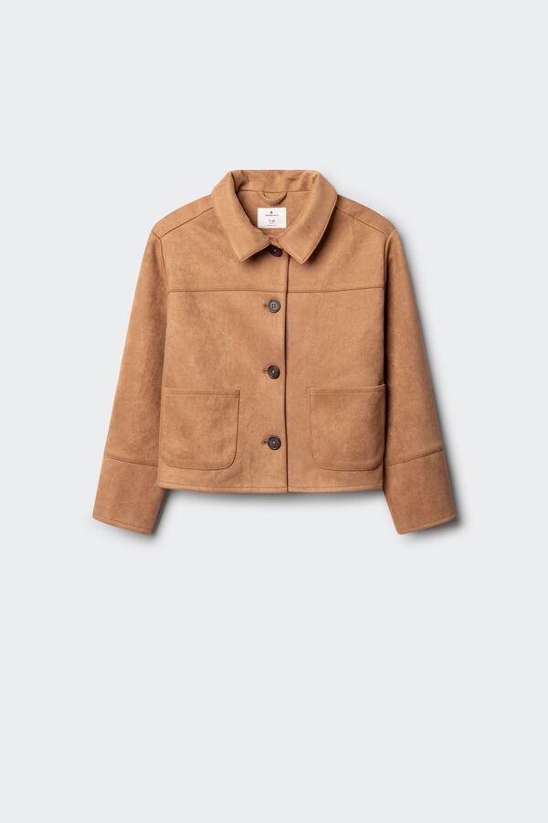 Springfield Kids Casaco para menina em camur&ccedil;a sint&eacute;tica cru