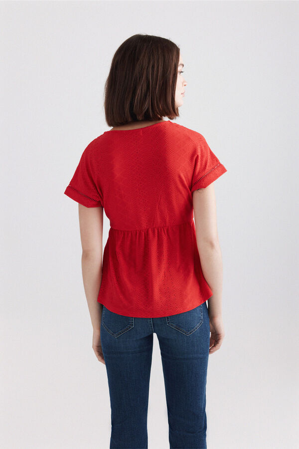 Springfield T-shirt al&ccedil;as com folhos vermelho