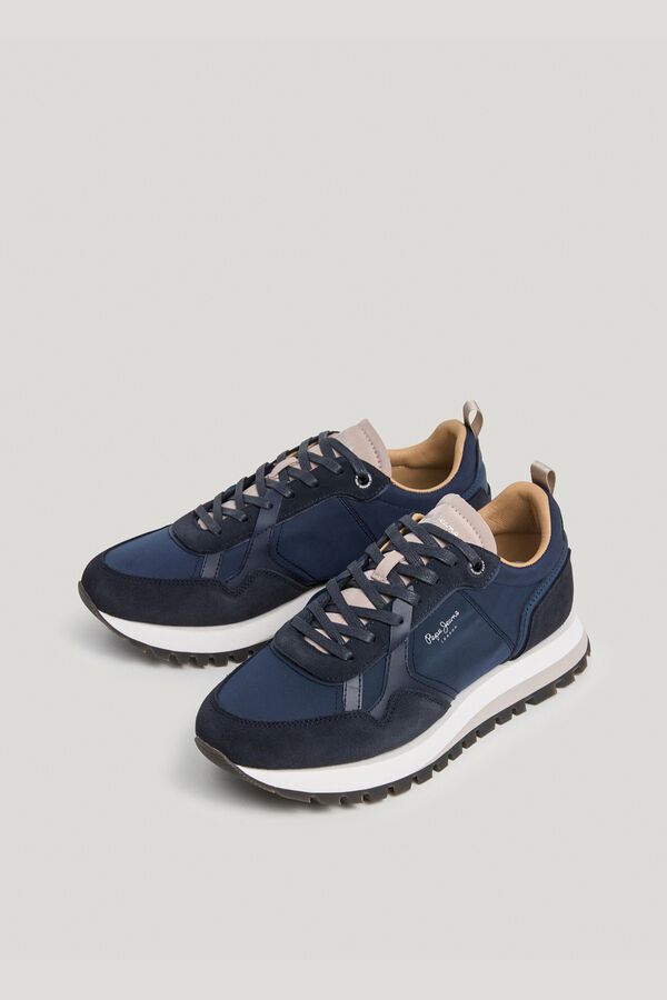 Pepe Jeans Sapatilhas retro de pele azul