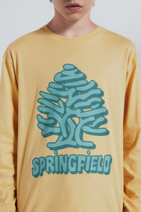 Springfield Kids Camiseta de manga larga amarilla árbol niño amarillo