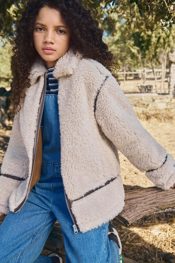 Springfield Kids Girl's faux shearling jacket grey