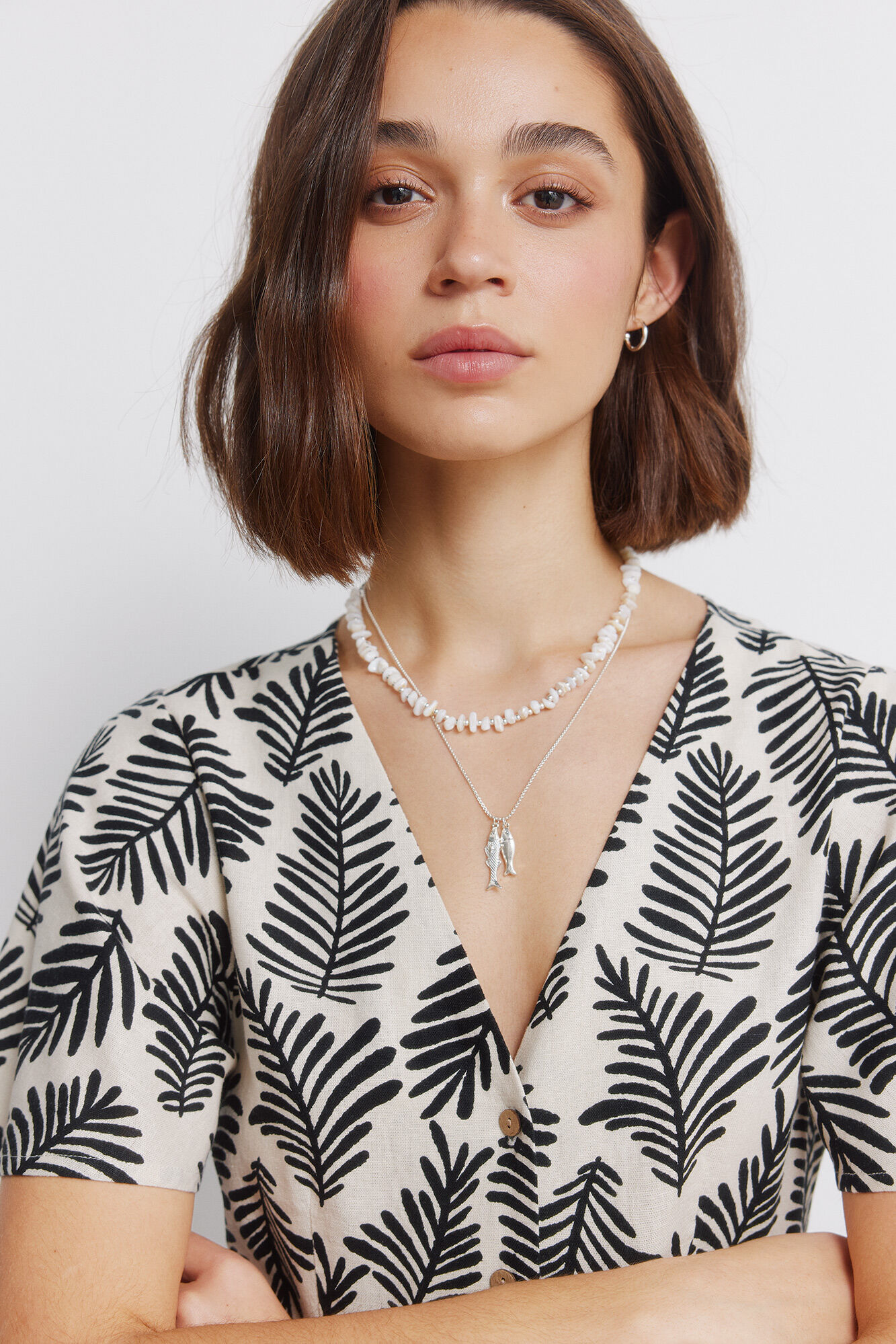 Springfield Vestido midi camiseiro estampado