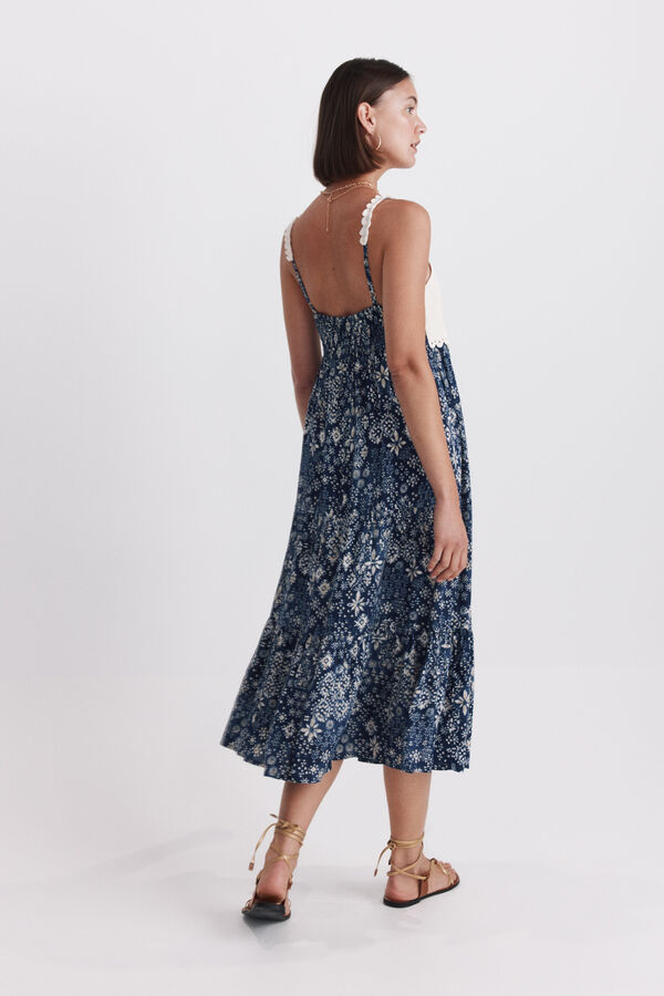 Springfield Vestido midi estampado em crochet azul