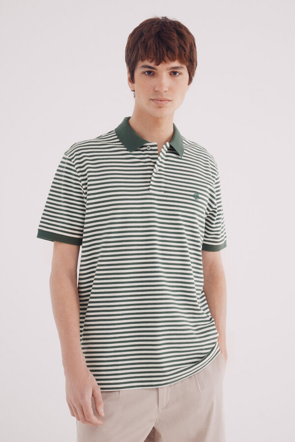 Springfield Polo piqué básico riscas regular fit verde