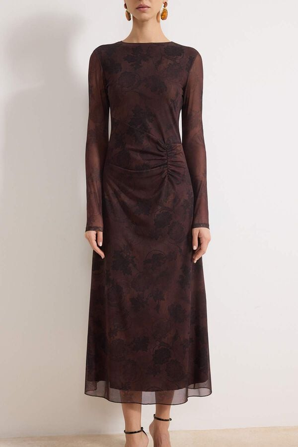 Trendyol Vestido comprido estampado cru