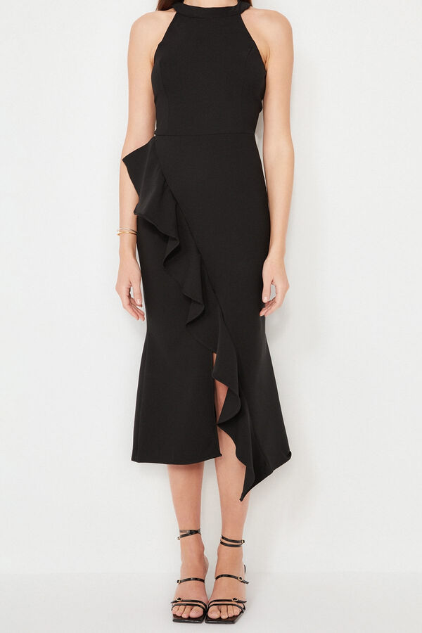Trendyol Vestido com folhos preto