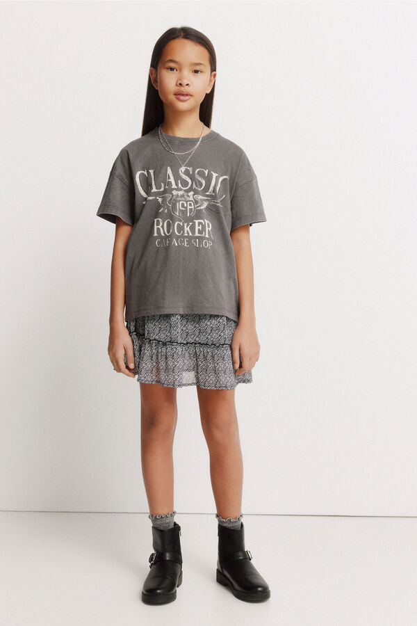 Springfield Kids T-shirt manga curta rocker para menina cinzento