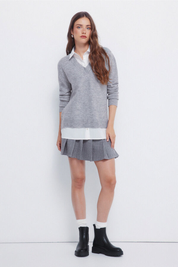 Springfield Camisola de camisa combinada cinzento