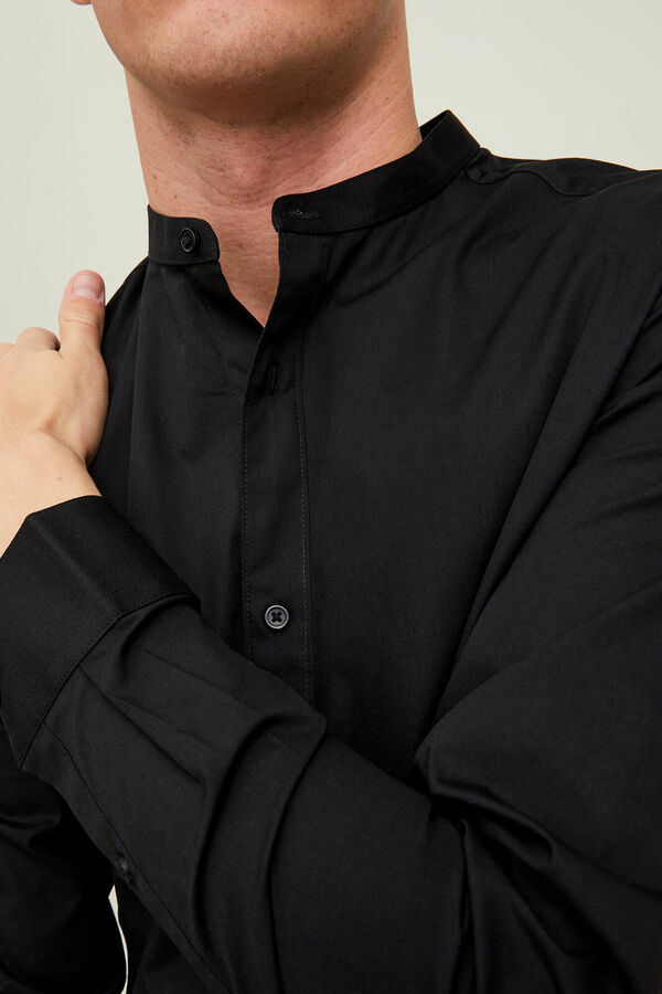 Jack & Jones Mandarin collar shirt black