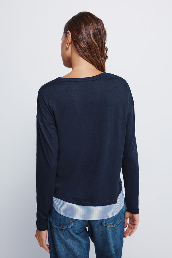 Springfield T-shirt combinada com botões laterais azul