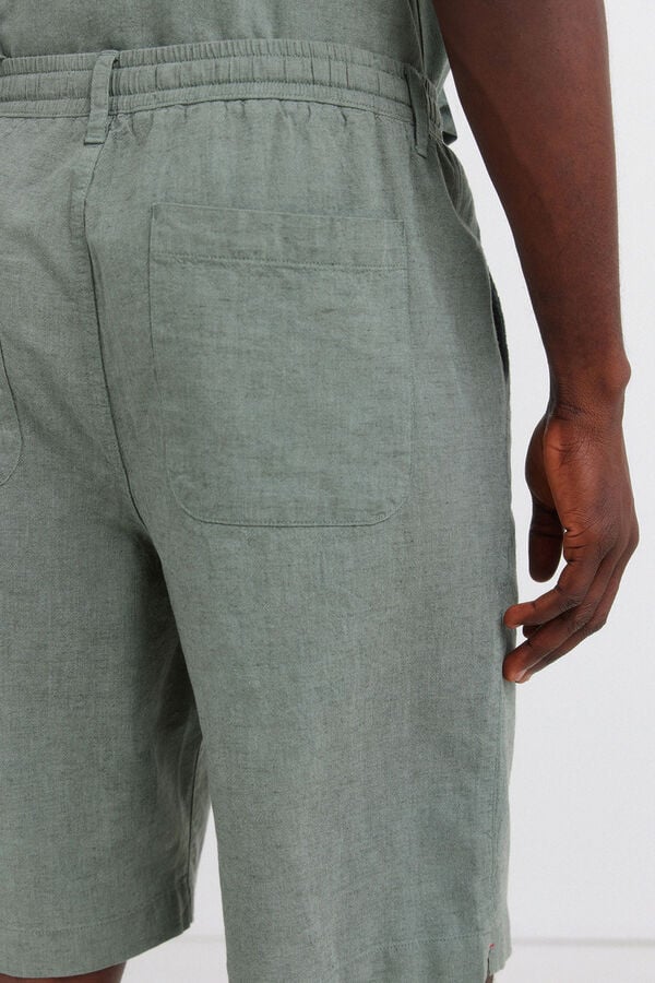 Springfield Bermuda lino relaxed fit verde