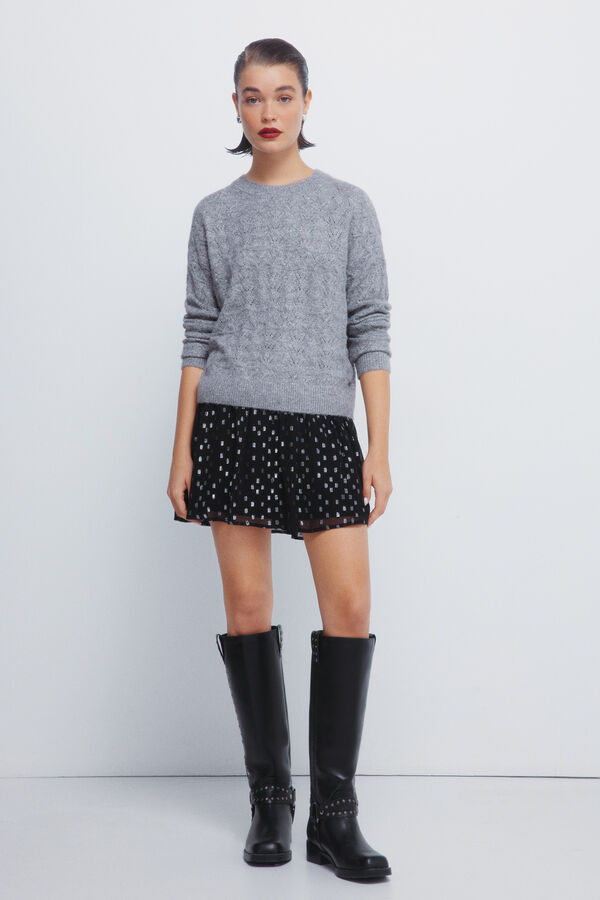 Springfield Camisola lurex pointelle cinzento
