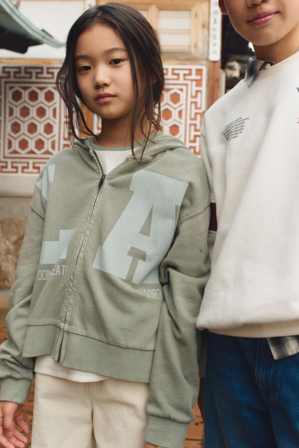 Springfield Kids Sweatshirt aberto "LA" para meninas verde