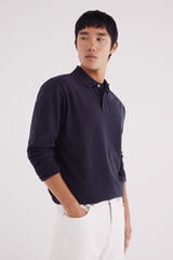 Springfield Polo piqué básica de manga comprida e manga regular azul