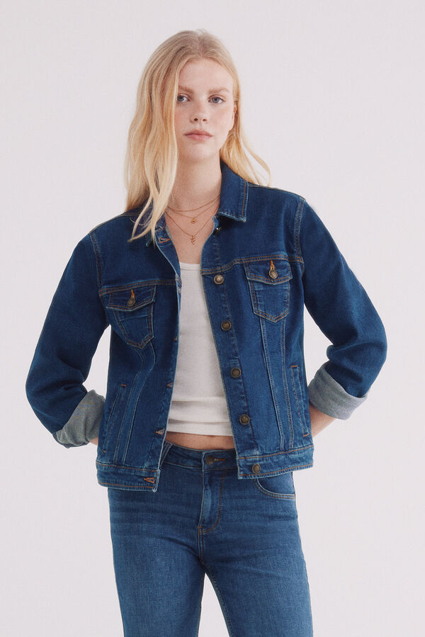 Springfield Jaqueta jeans de algodão azul