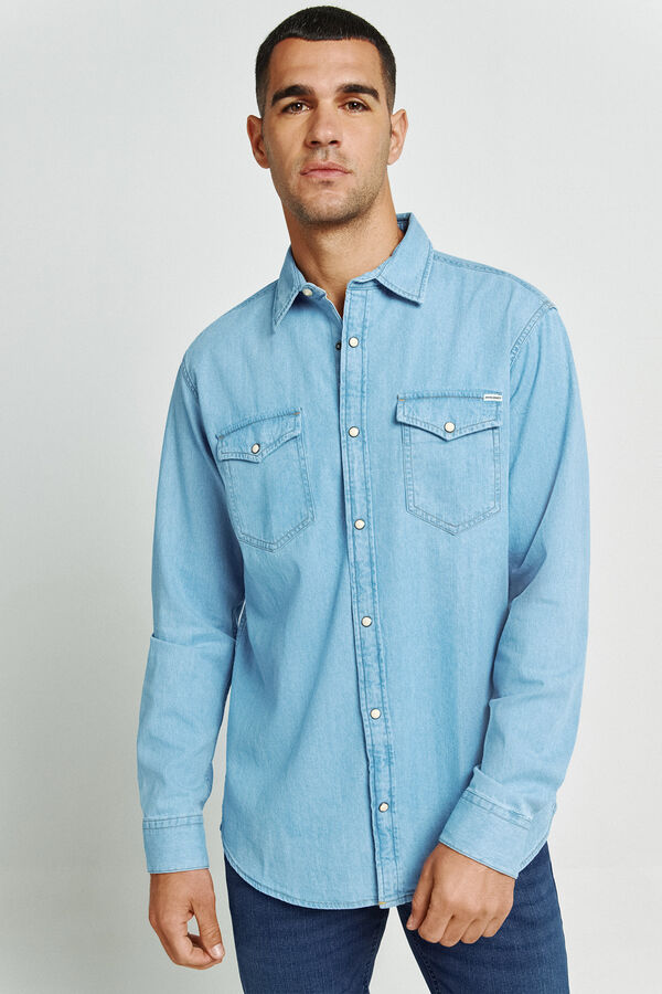 Jack & Jones Camisa de ganga regular azul