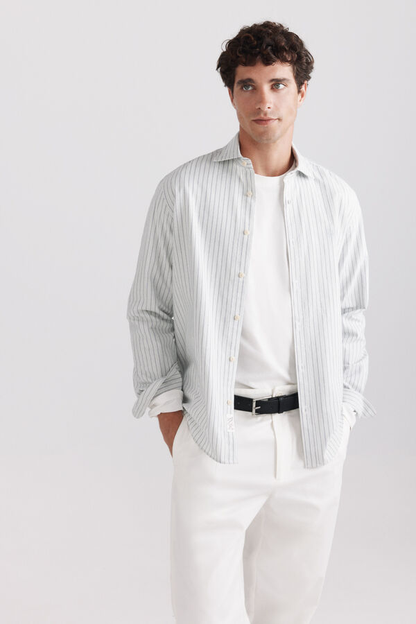 Springfield Camisa oxford &agrave;s riscas verde