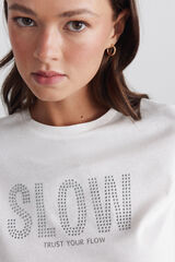Springfield T-shirt de manga curta com tachas bege