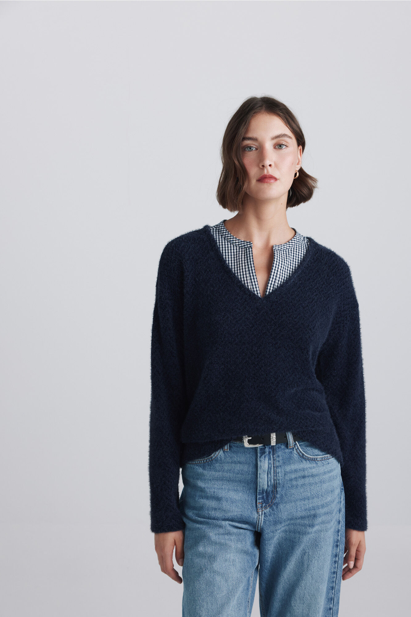 Springfield Camisola fina bimaterial decote