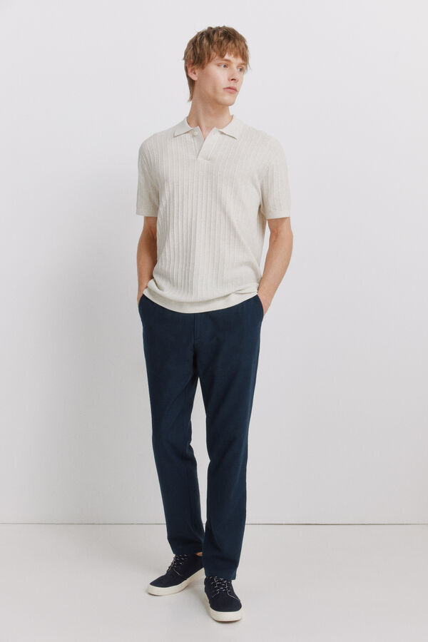 Springfield Cal&ccedil;as chino em linho comfort fit azul