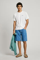 Pepe Jeans Camiseta Logo Bordado Fit Regular blanco