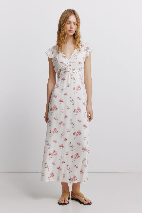 Springfield Vestido plissado sob o peito branco