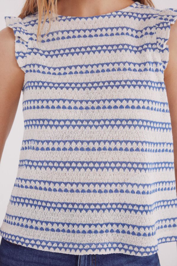 Springfield Top estruturado com ombros franzidos azul