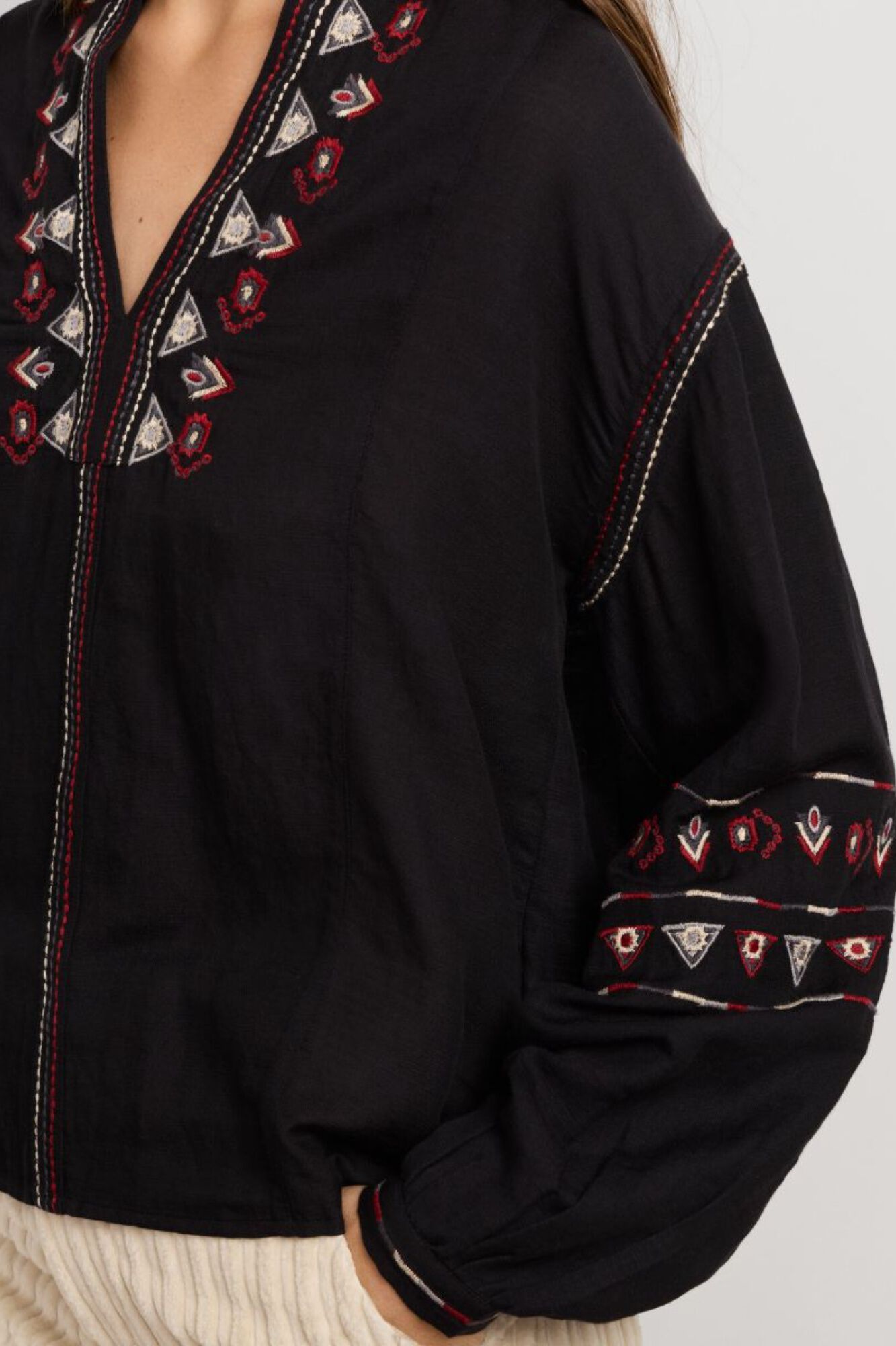 Pepe Jeans Blusa bordada de gola mao