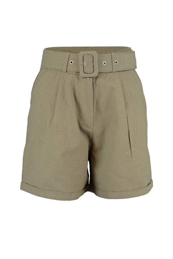 Trendyol Bermudas com bot&otilde;es Caqui escuro