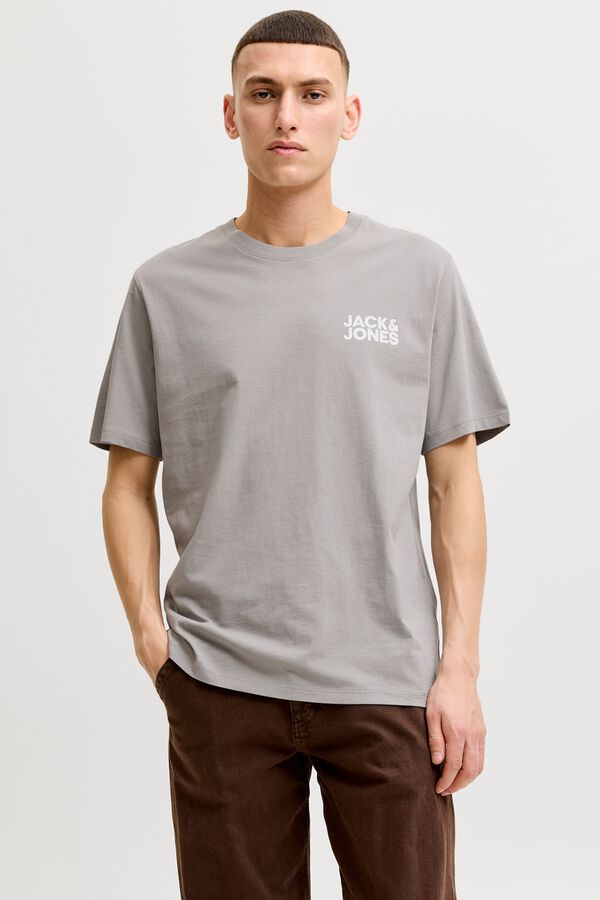 Jack & Jones T-shirt de manga curta com logo cinzento