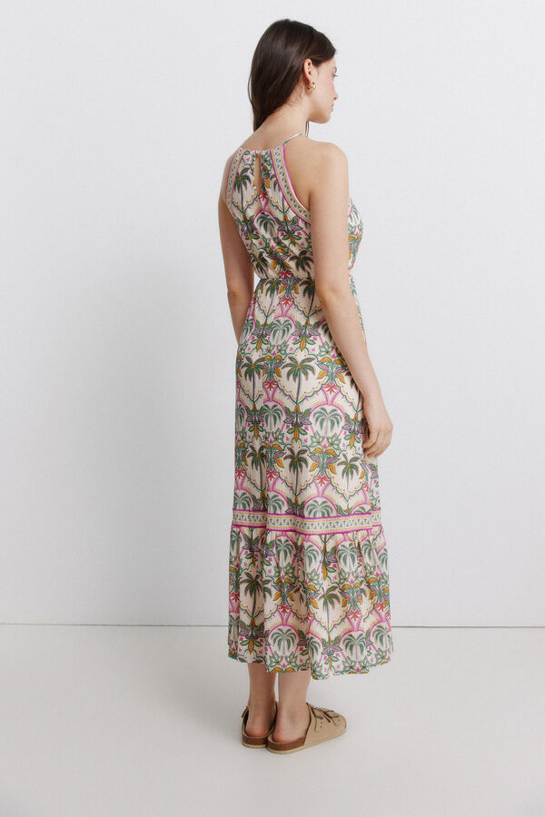 Springfield Vestido gola halter estampado branco